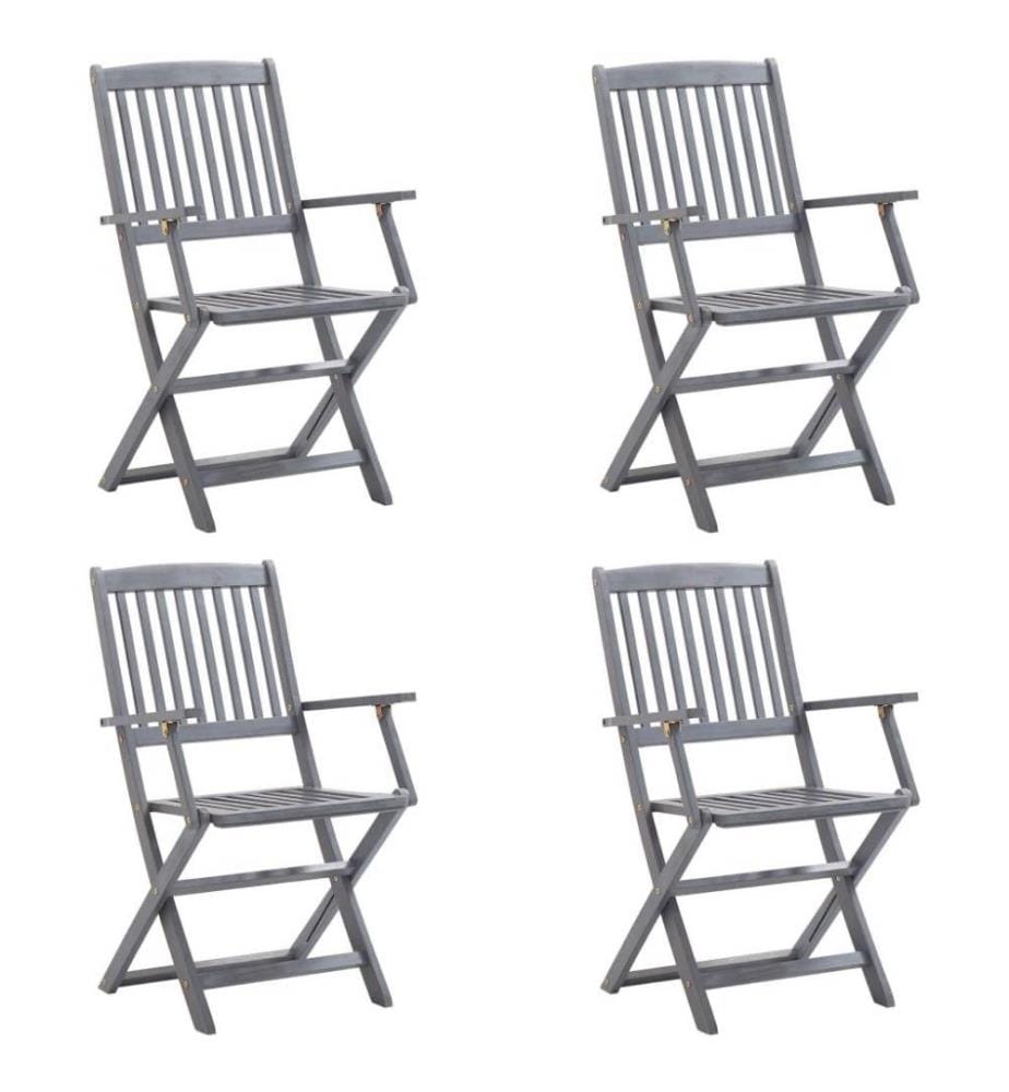 Chaises pliables d'extérieur 4 pcs avec coussins Bois d'acacia