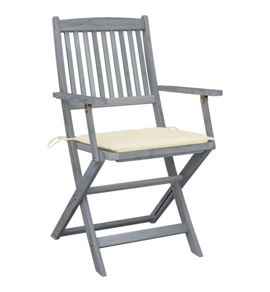 Chaises pliables d'extérieur 4 pcs avec coussins Bois d'acacia