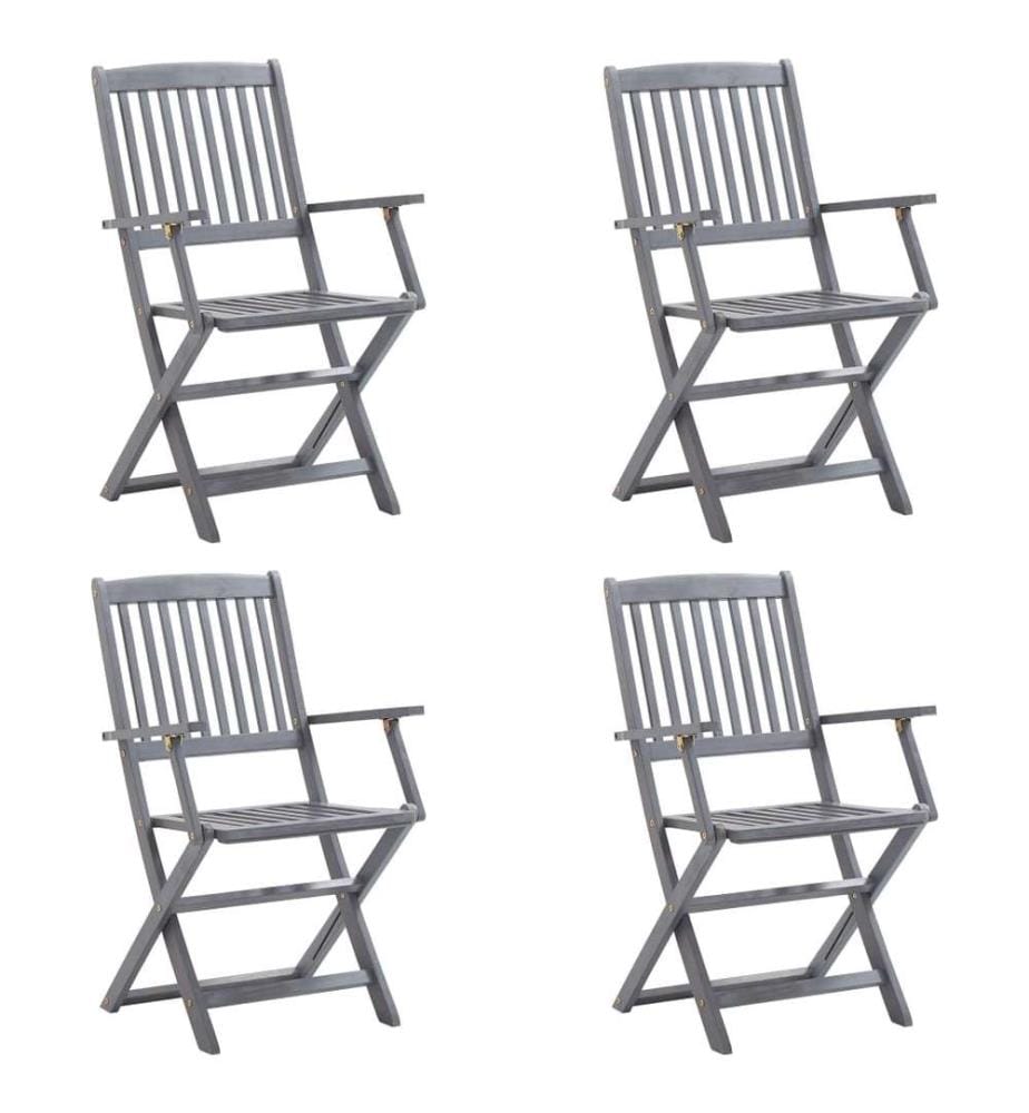 Klappbare Gartenstühle 4 Stk. mit Sitzkissen Massivholz Akazie