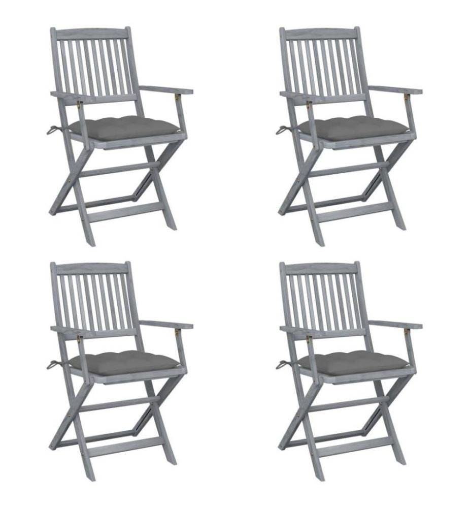 Klappbare Gartenstühle 4 Stk. mit Kissen Massivholz Akazie