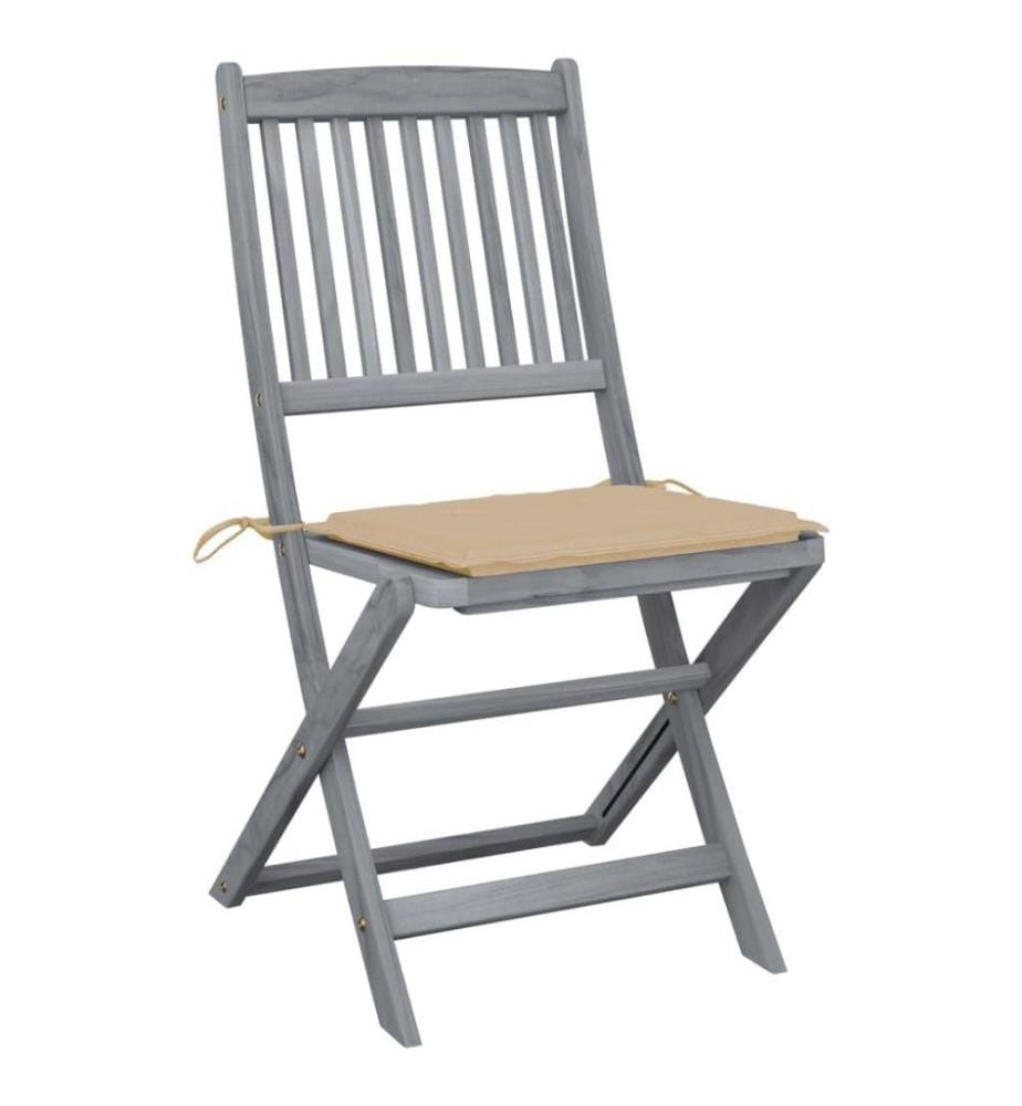 Chaises pliables d'extérieur 4 pcs avec coussins Bois d'acacia
