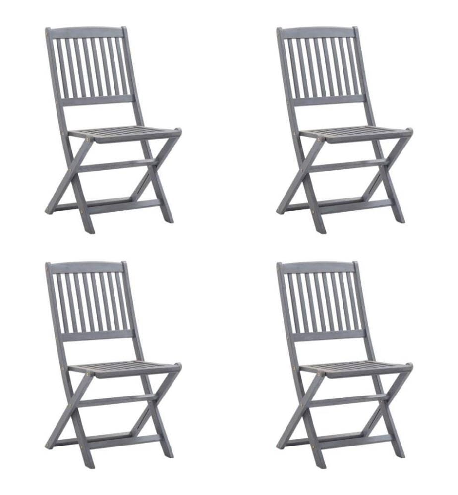 Chaises pliables d'extérieur 4 pcs avec coussins Bois d'acacia