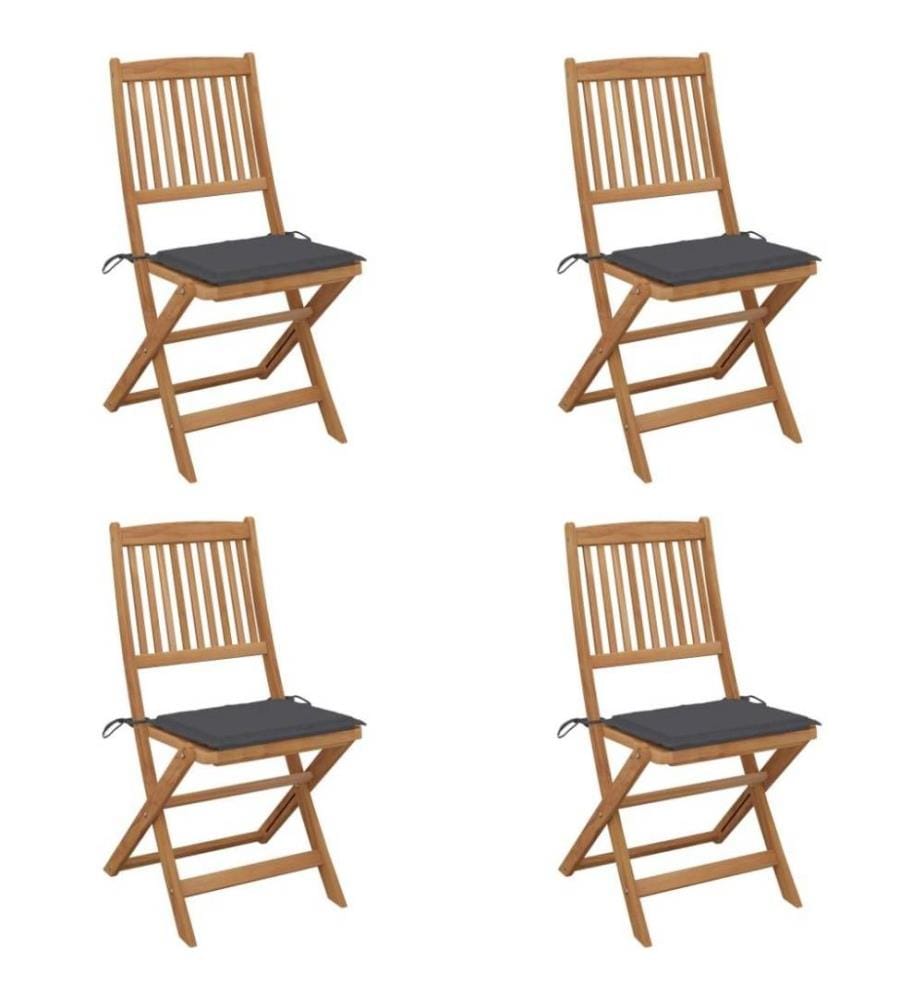 Klappbare Gartenstühle 4 Stk. mit Kissen Massivholz Akazie