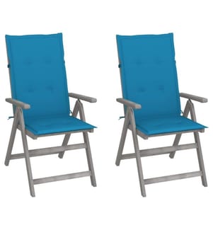 Verstellbare Gartenstühle 2 Stk. mit Auflagen Massivholz Akazie