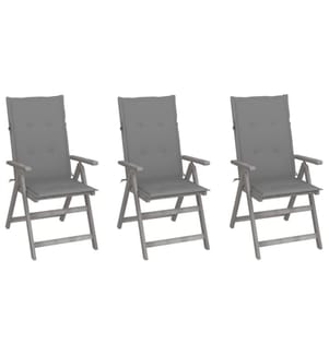 Verstellbare Gartenstühle 3 Stk. mit Auflagen Massivholz Akazie