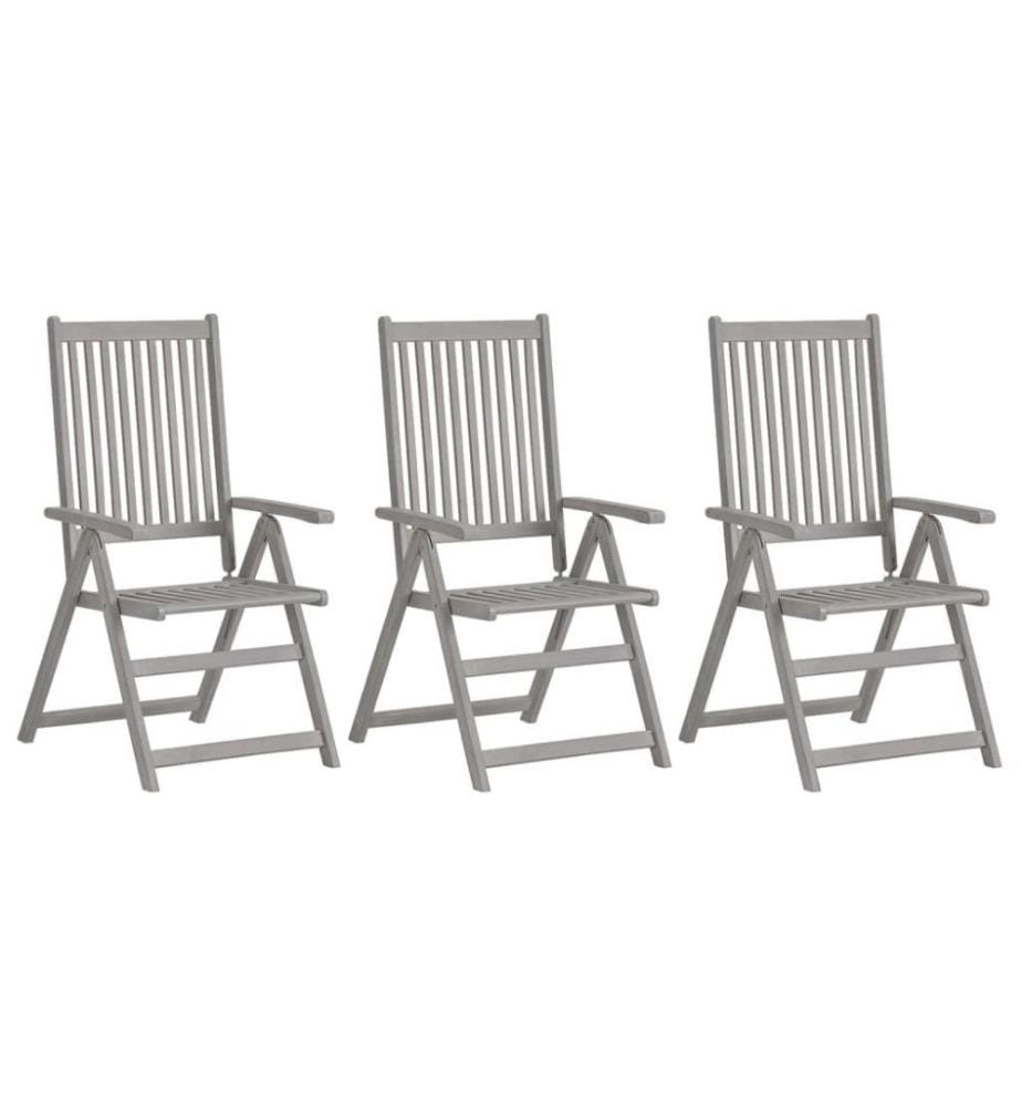 Verstellbare Gartenstühle 3 Stk. mit Auflagen Massivholz Akazie