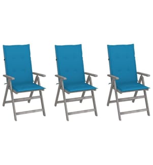 Verstellbare Gartenstühle 3 Stk. mit Auflagen Massivholz Akazie