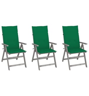 Verstellbare Gartenstühle 3 Stk. mit Auflagen Massivholz Akazie