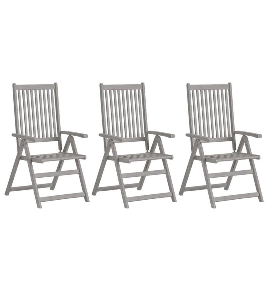 Verstellbare Gartenstühle 3 Stk. mit Auflagen Massivholz Akazie