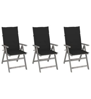 Verstellbare Gartenstühle 3 Stk. mit Auflagen Massivholz Akazie