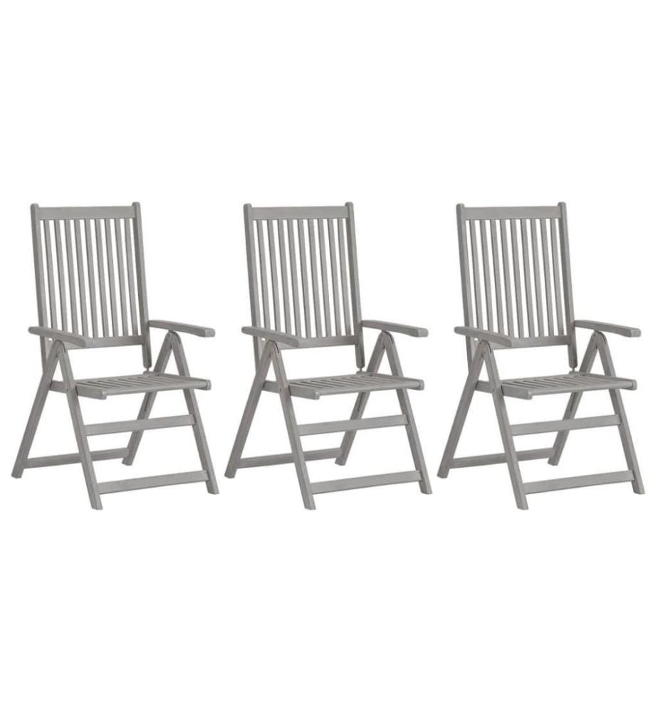 Verstellbare Gartenstühle 3 Stk. mit Auflagen Massivholz Akazie