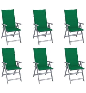 Verstellbare Gartenstühle 6 Stk. mit Auflagen Massivholz Akazie