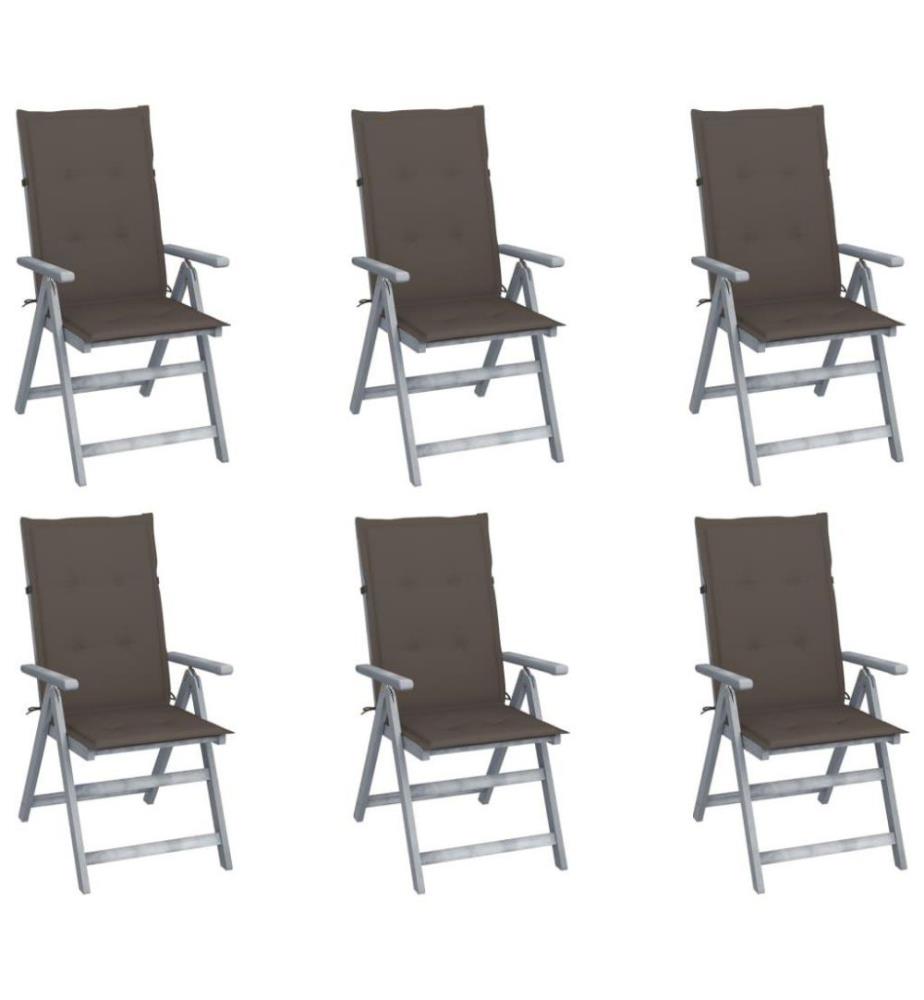 Verstellbare Gartenstühle 6 Stk. mit Auflagen Massivholz Akazie