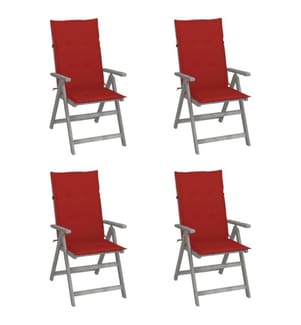 Chaises inclinables de jardin 4 pcs avec coussins Bois d'acacia