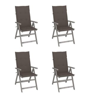 Verstellbare Gartenstühle 4 Stk. mit Auflagen Massivholz Akazie