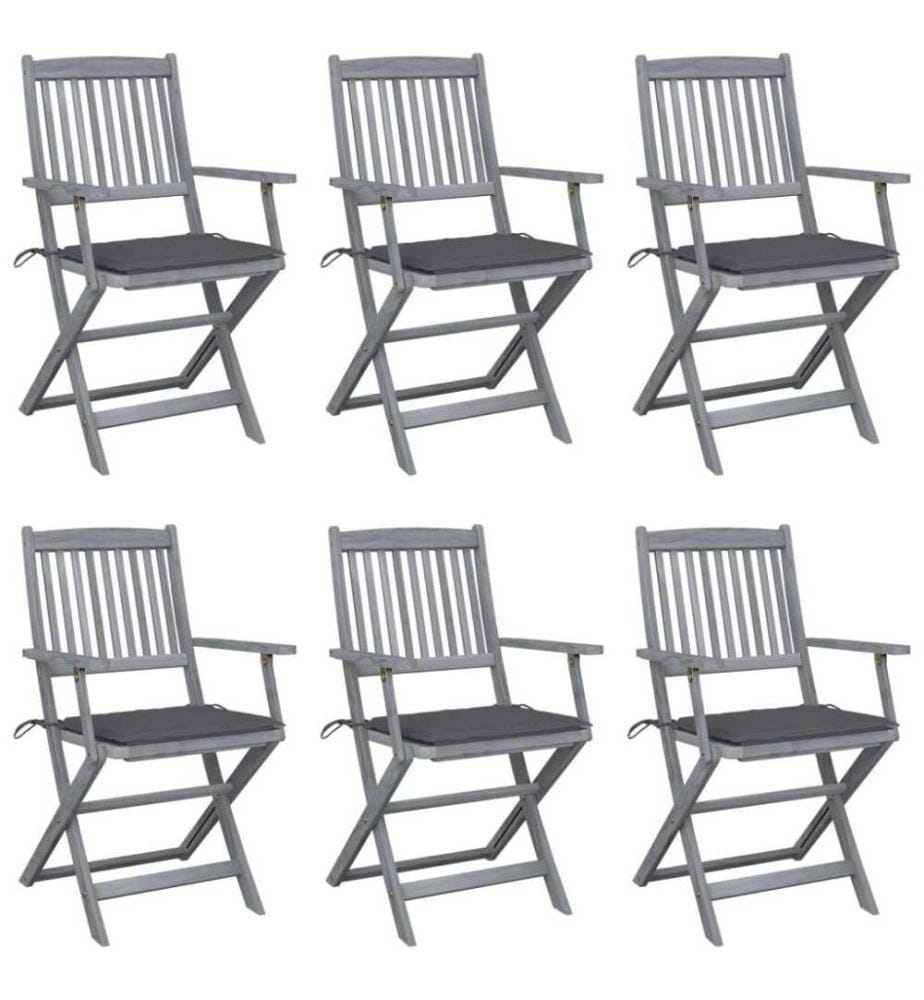Klappbare Gartenstühle 6 Stk. mit Sitzkissen Massivholz Akazie