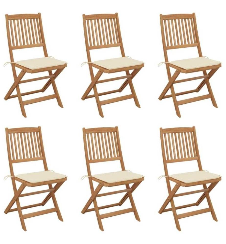 Klappbare Gartenstühle 6 Stk. mit Kissen Massivholz Akazie