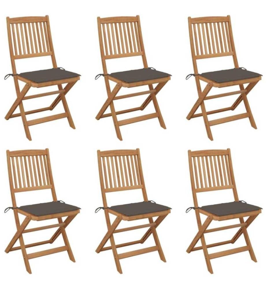 Klappbare Gartenstühle 6 Stk. mit Kissen Massivholz Akazie