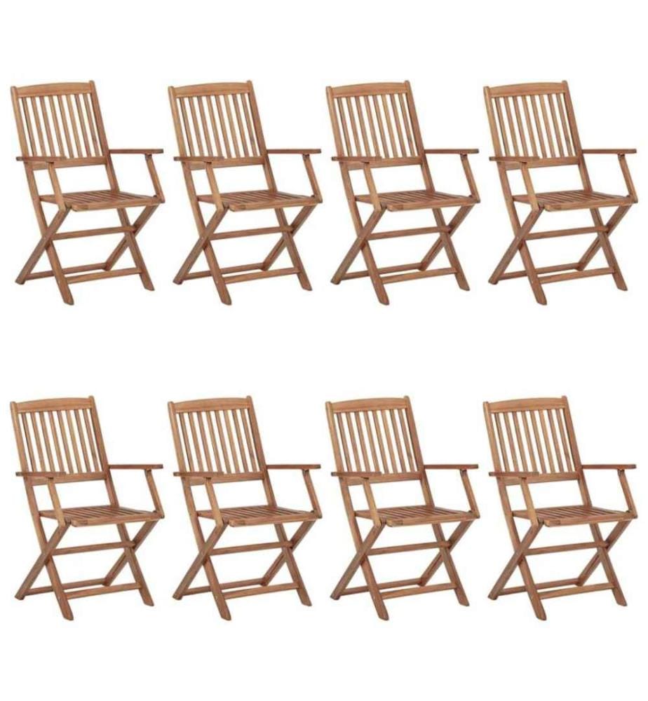 Chaises pliables de jardin 8 pcs avec coussins Bois d'acacia