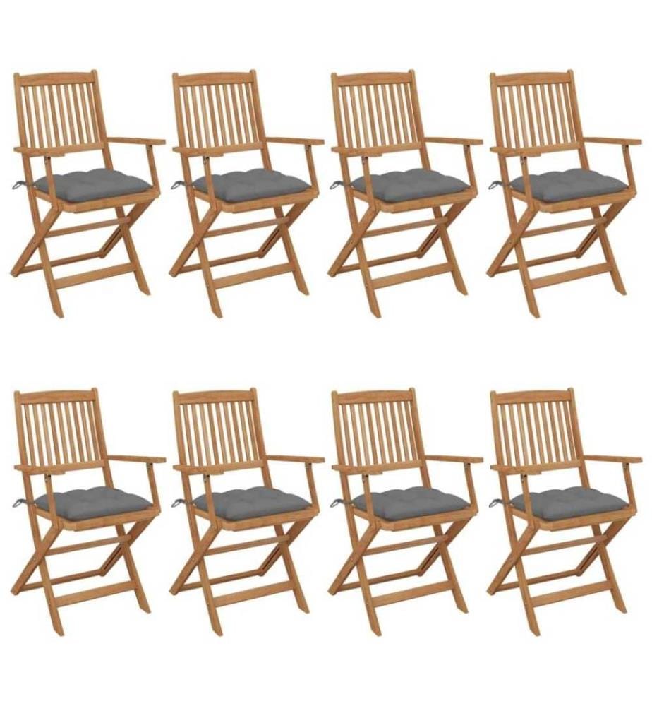 Klappbare Gartenstühle 8 Stk. mit Kissen Massivholz Akazie