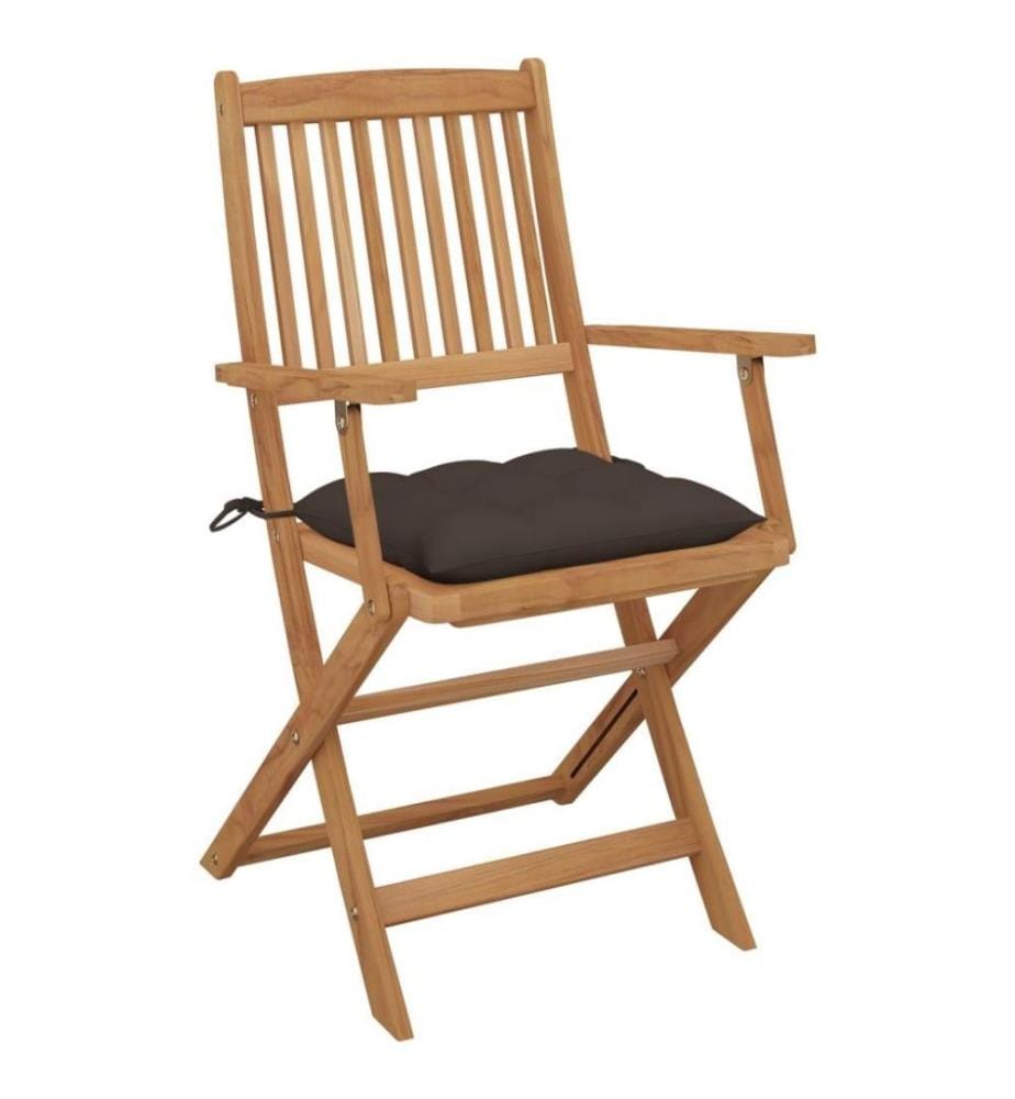 Chaises pliables de jardin 8 pcs avec coussins Bois d'acacia