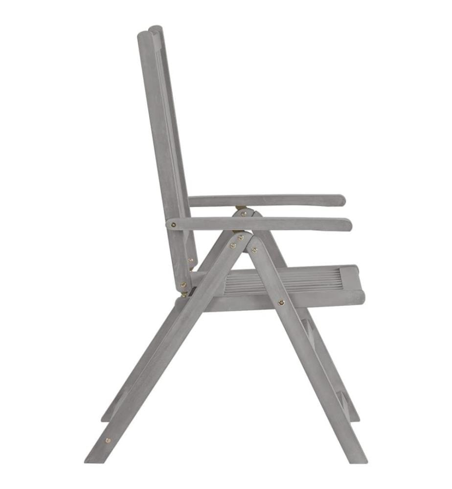 Chaises inclinables de jardin 8 pcs Gris Bois solide d'acacia