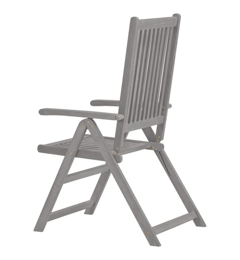 Chaises inclinables de jardin 8 pcs Gris Bois solide d'acacia