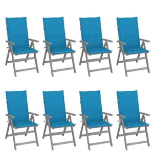 Verstellbare Gartenstühle mit Auflagen 8 Stk. Grau Akazienholz
