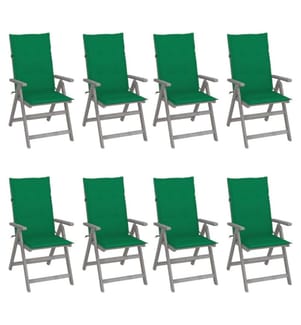 Verstellbare Gartenstühle mit Auflagen 8 Stk. Grau Akazienholz