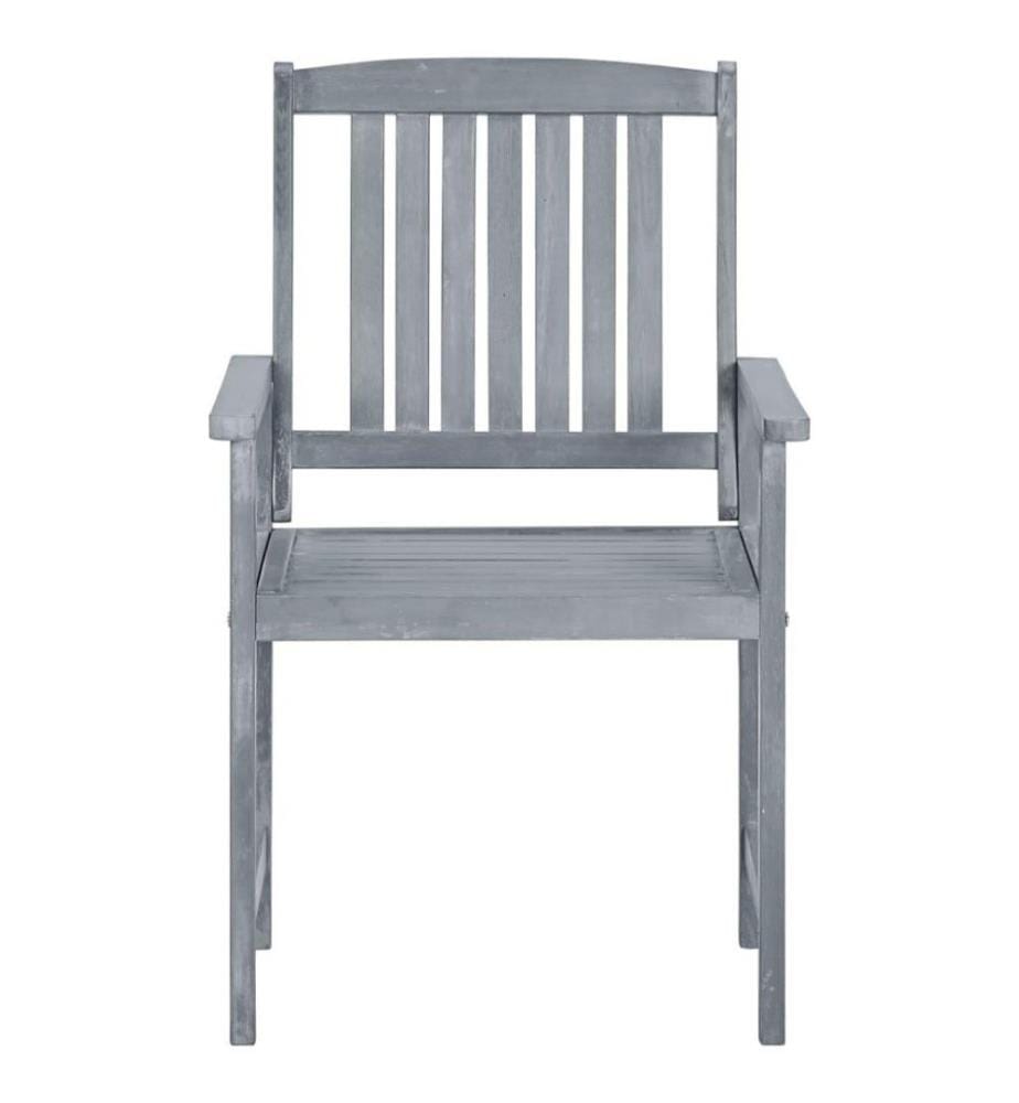 Chaises de jardin avec coussins 8 pcs Bois d'acacia solide Gris