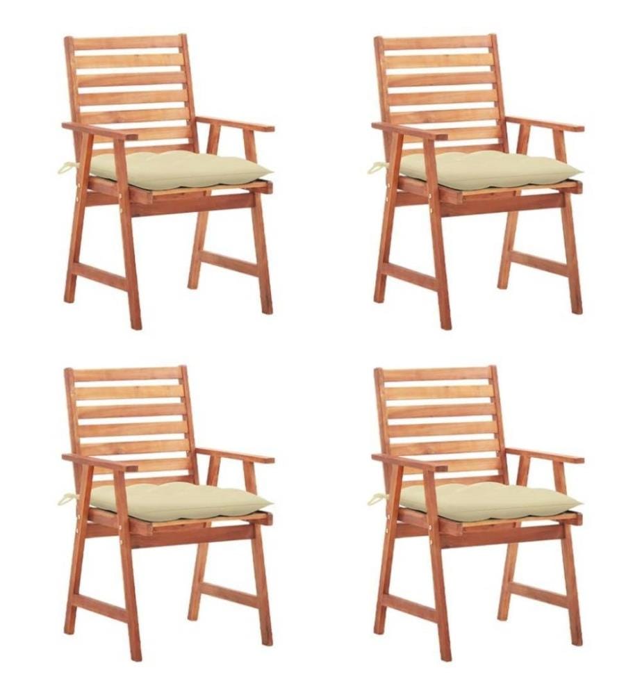 Garten-Essstühle 4 Stk. mit Kissen Massivholz Akazie