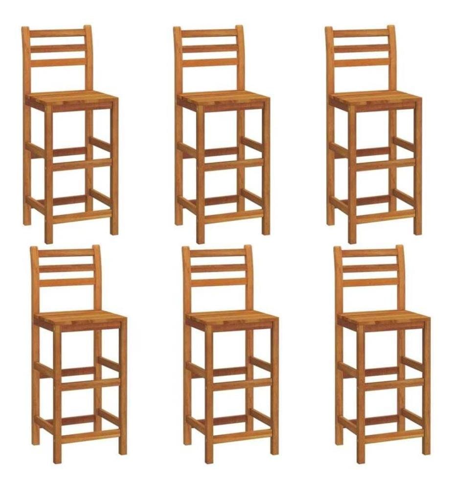 Tabourets de bar lot de 6 bois massif d'acacia