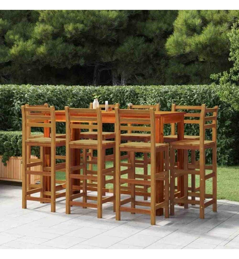 Tabourets de bar lot de 8 bois massif d'acacia