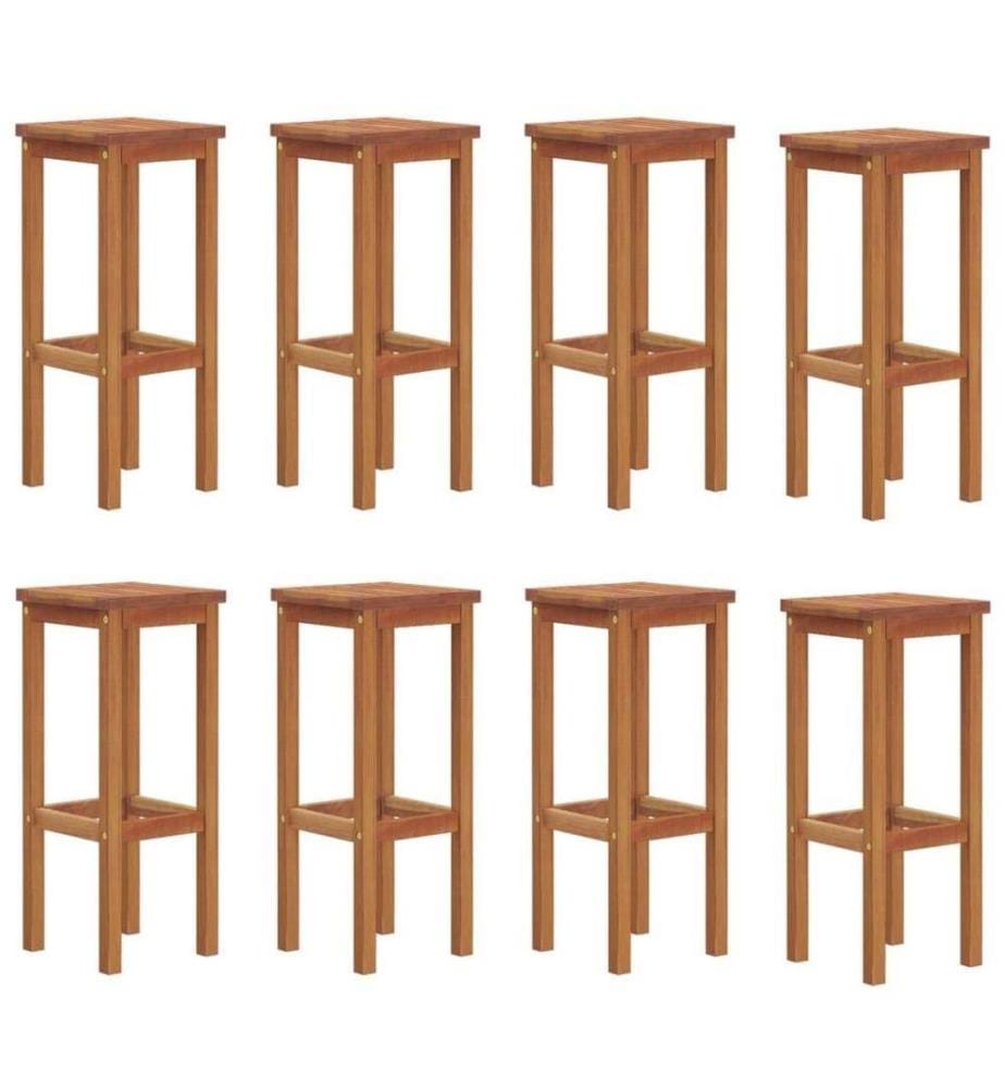 Tabourets de bar lot de 8 bois massif d'acacia