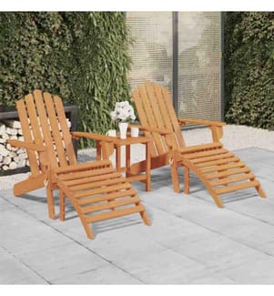 Adirondack-Gartenstühle mit Fussteilen 2 Stk. Massivholz Akazie