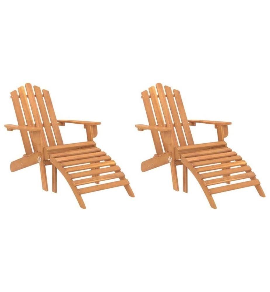 Adirondack-Gartenstühle mit Fussteilen 2 Stk. Massivholz Akazie