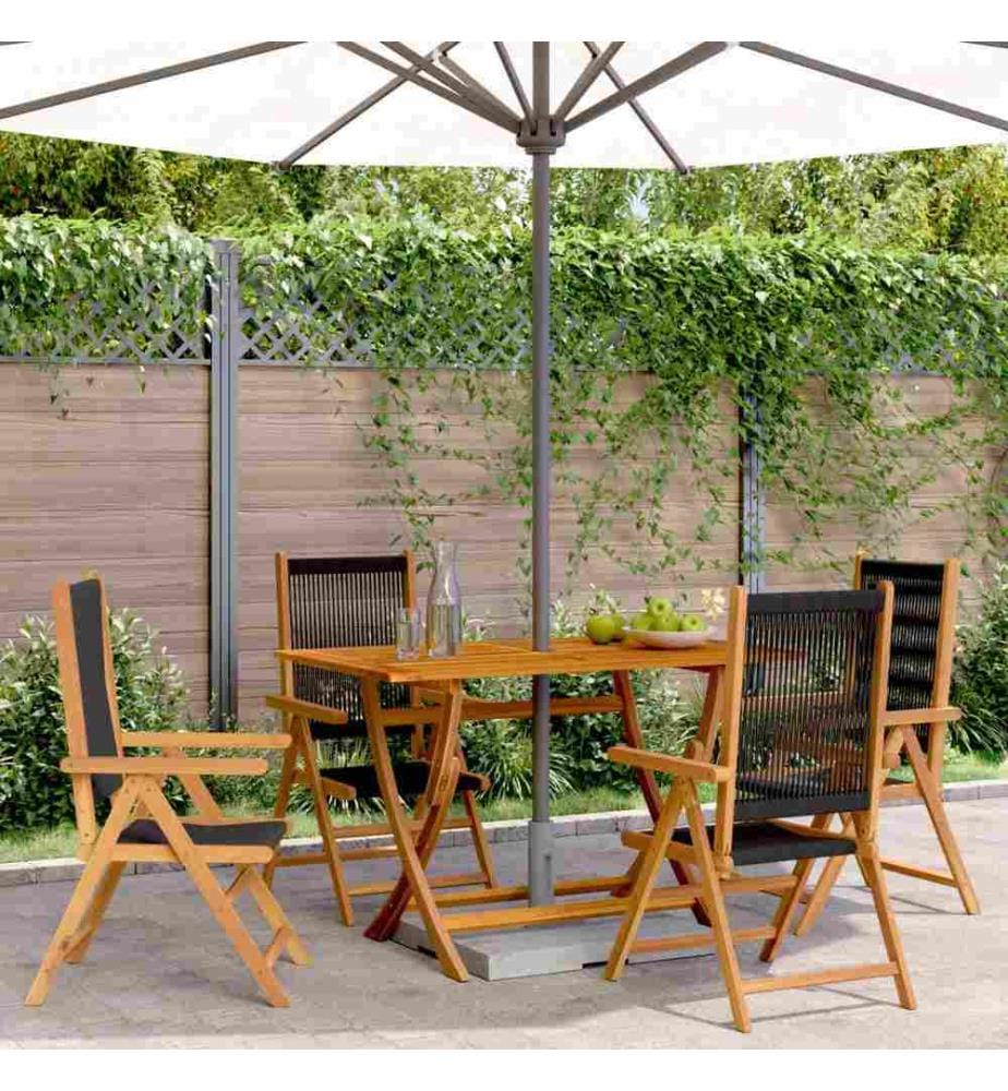 Gartenstuhl Verstellbar 4 Stk. Schwarz Massivholz Akazie