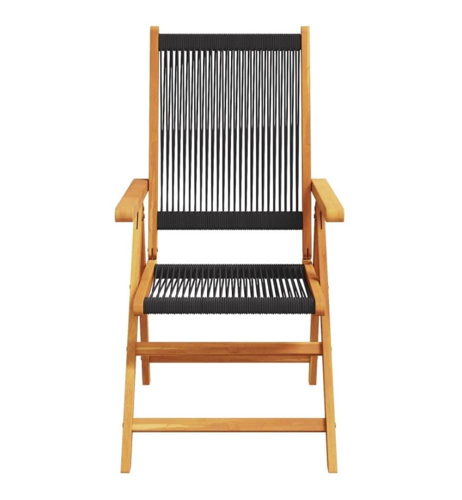 Chaises inclinables de jardin lot de 6 noir bois massif acacia