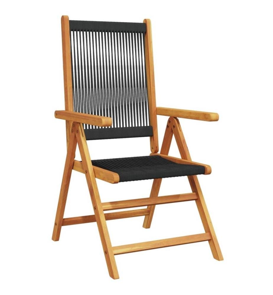 Chaises inclinables de jardin lot de 8 noir bois massif acacia