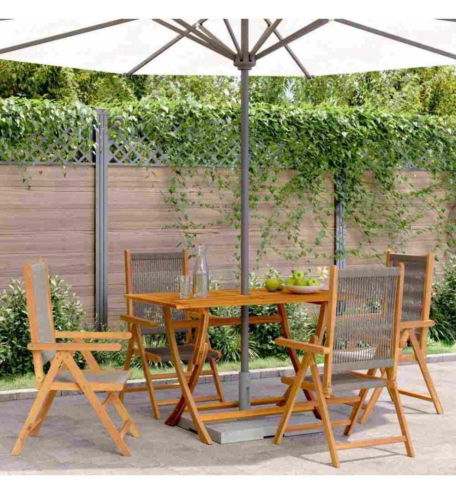 Chaises inclinables de jardin lot de 4 gris bois massif acacia
