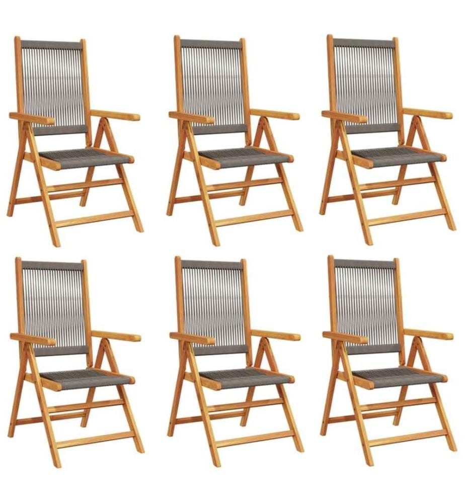 Chaises inclinables de jardin lot de 6 gris bois massif acacia