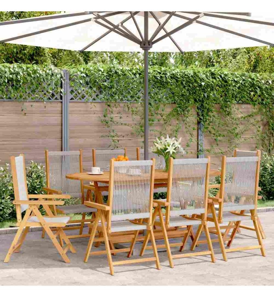 Chaises inclinables de jardin lot de 8 gris bois massif acacia