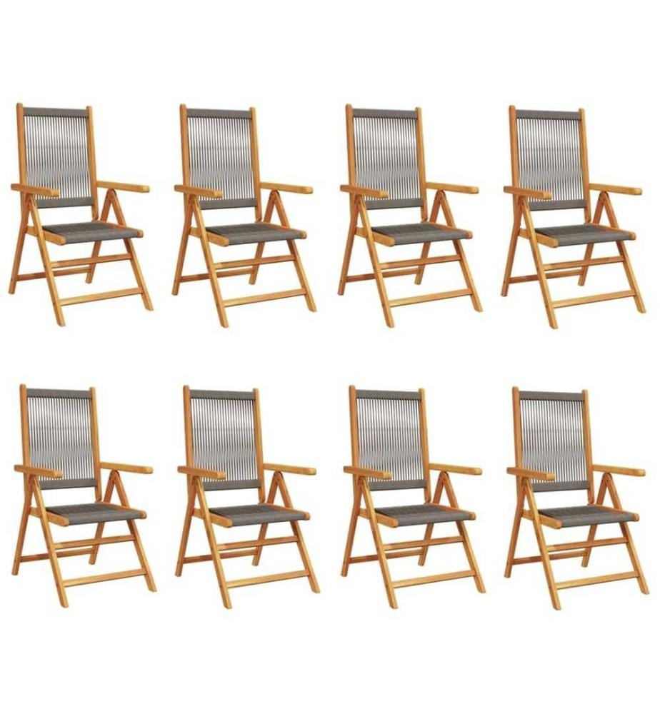 Chaises inclinables de jardin lot de 8 gris bois massif acacia