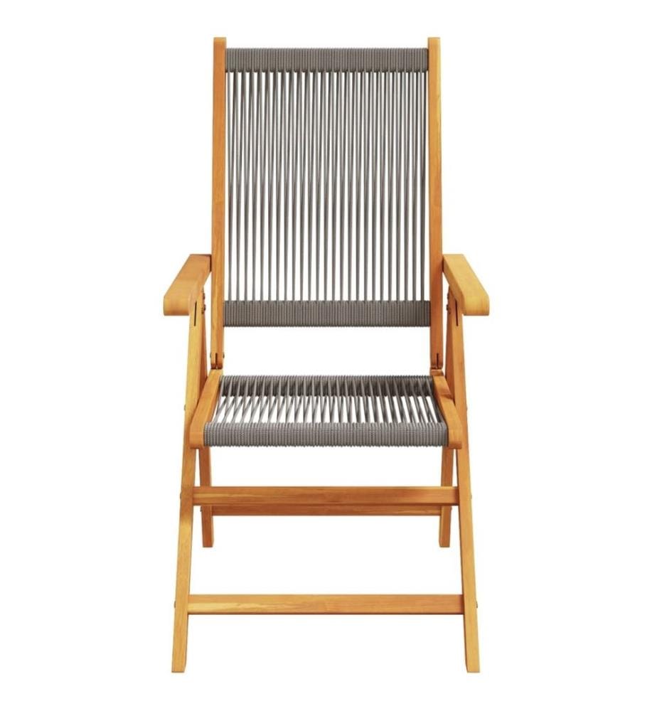 Chaises inclinables de jardin lot de 8 gris bois massif acacia