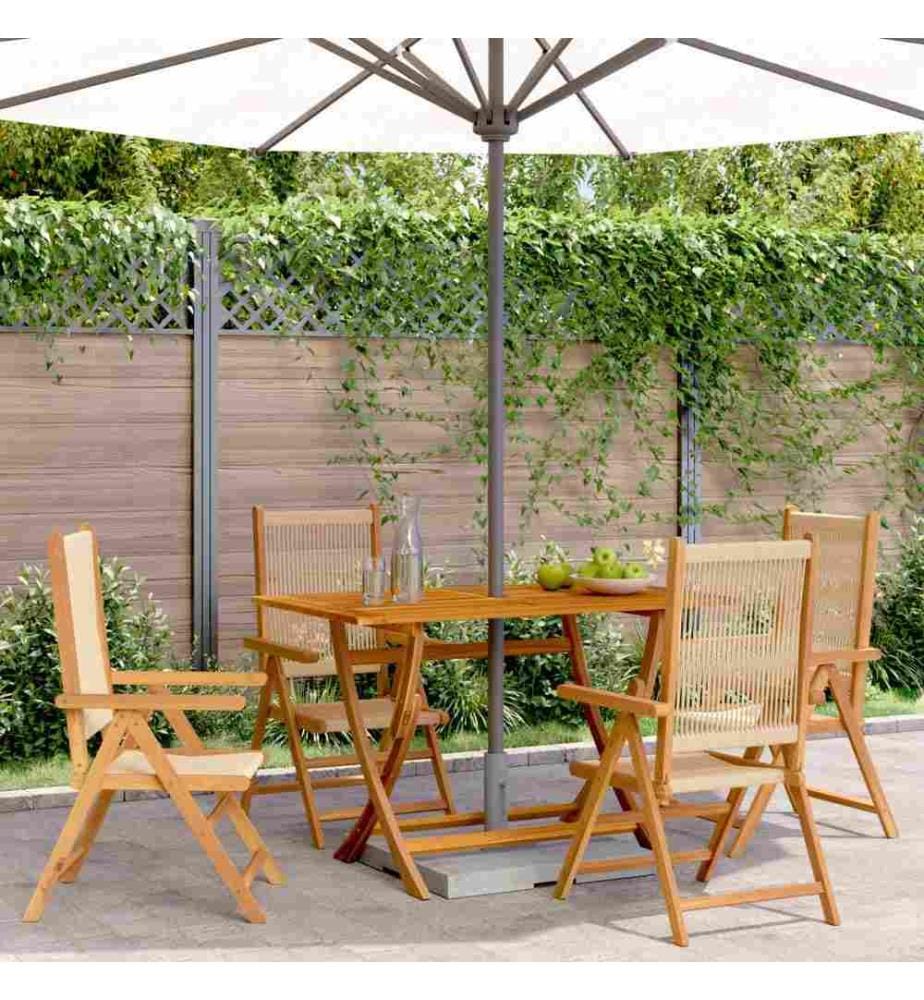 Gartenstuhl Verstellbar 4 Stk. Beige Massivholz Akazie