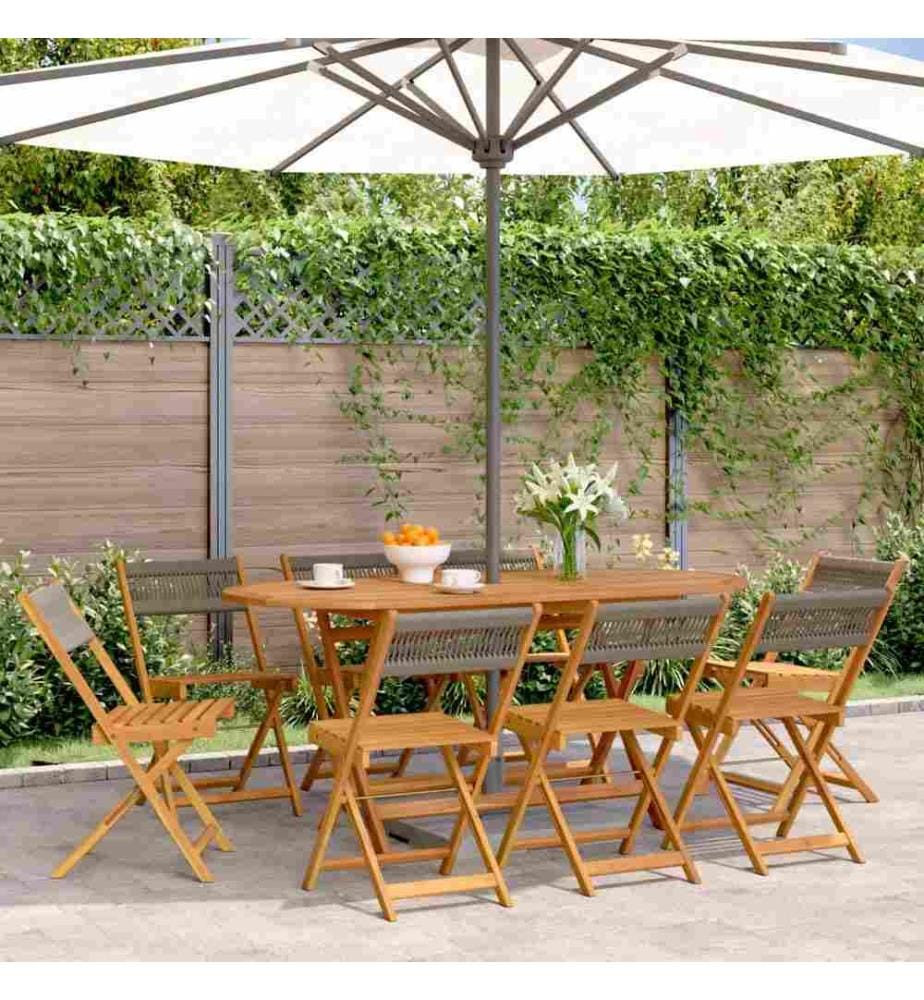 Chaises de jardin pliables lot de 8 gris bois d'acacia massif