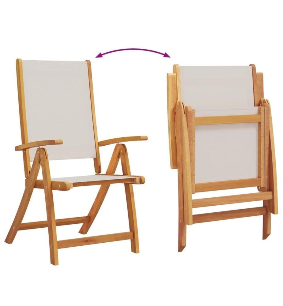 Chaises pliables de jardin lot de 8 bois d'acacia et textilène