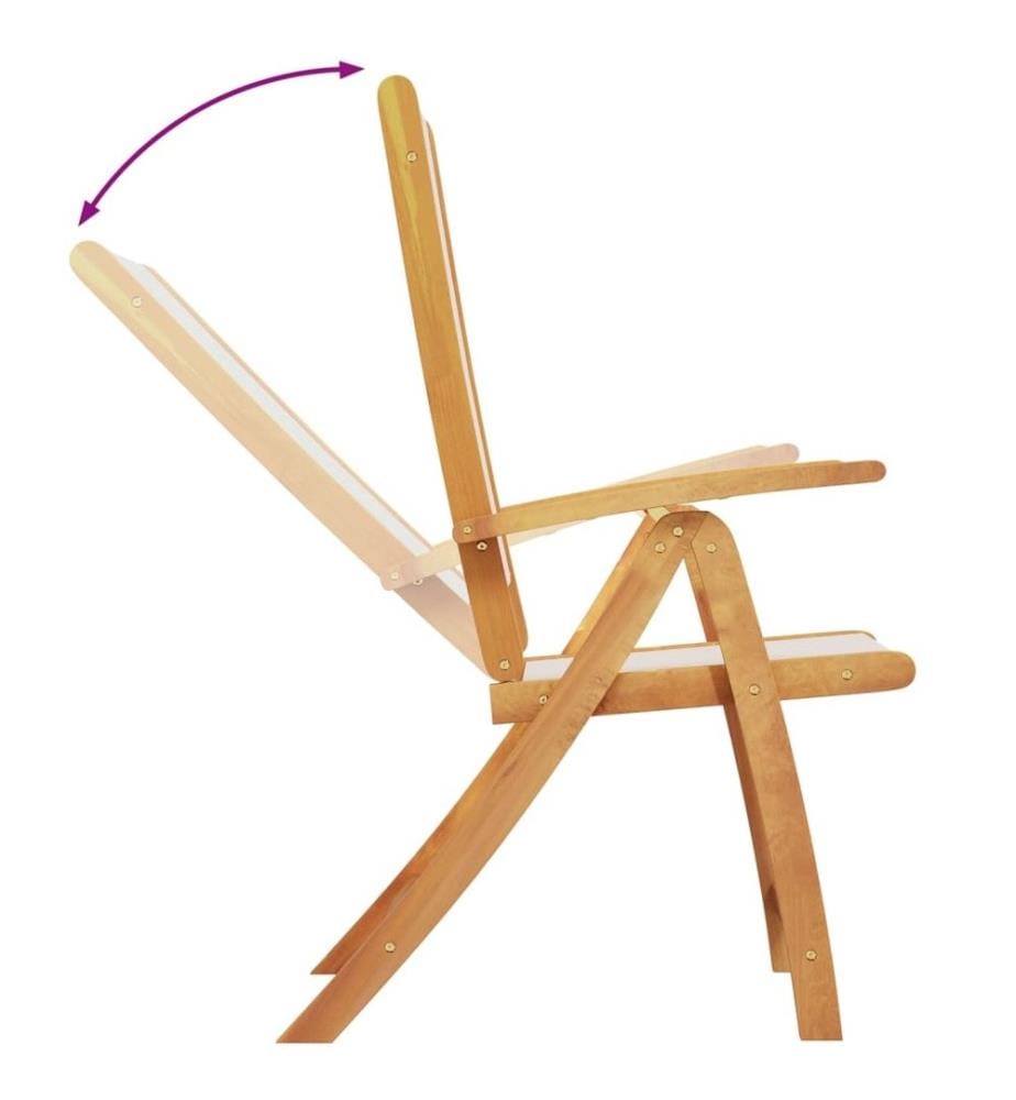Chaises pliables de jardin lot de 8 bois d'acacia et textilène
