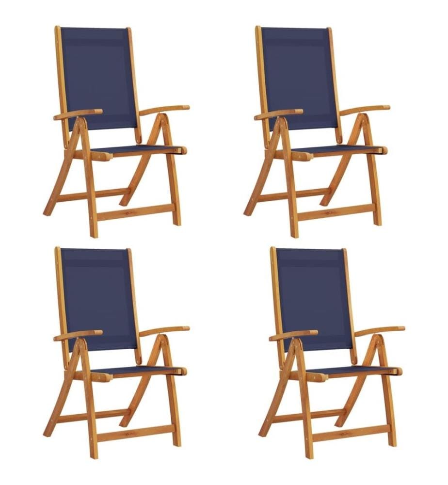 Chaises pliables de jardin lot de 4 bois d'acacia et textilène