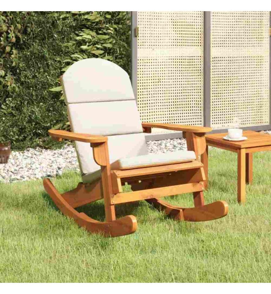 Chaise à bascule Adirondack avec coussins bois massif d'acacia